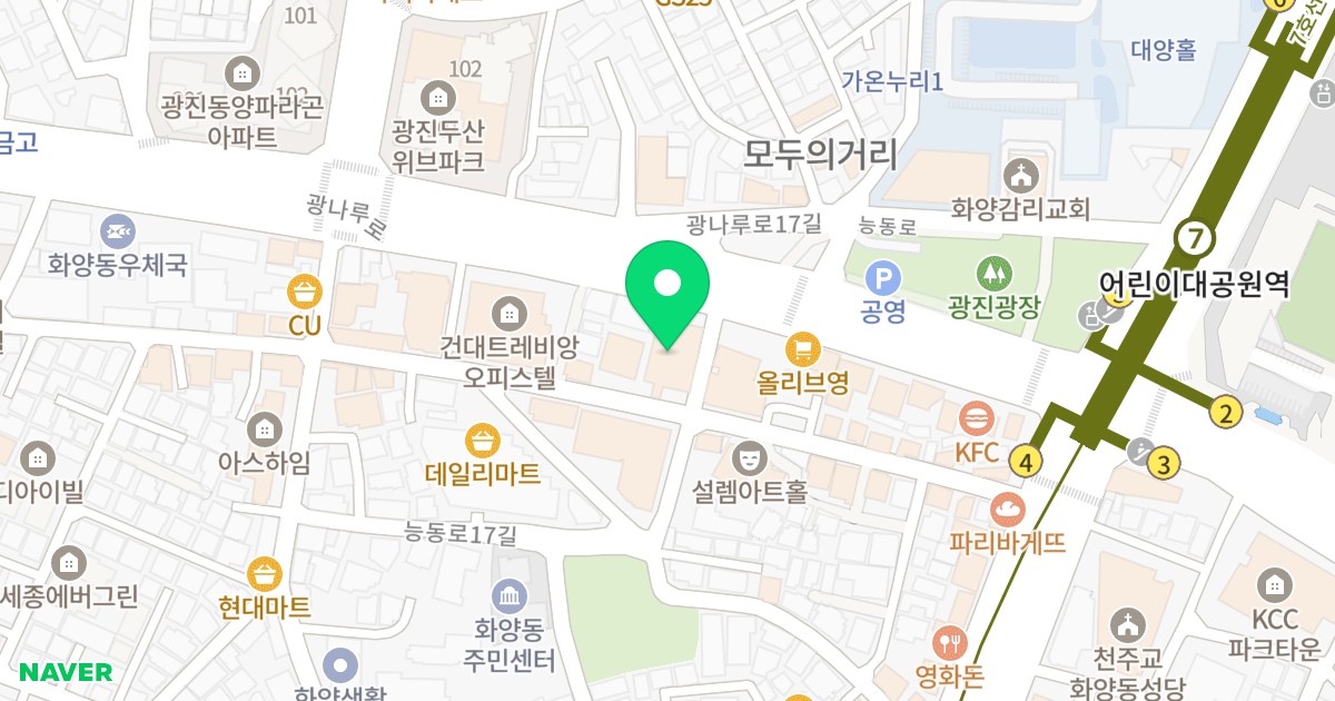 아스하임 위치 지도 - 서울특별시 서울특별시 광진구 화양동 111-102