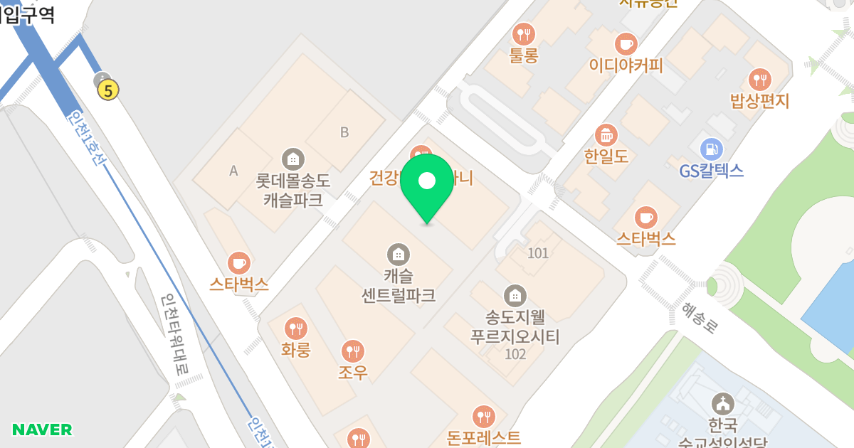 송도 캐슬 센트럴파크 위치 지도 - 인천광역시 연수구 하모니로138번길 11