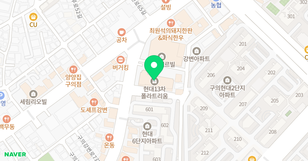 현대13차폴라트리움 위치 지도 - 서울특별시 서울특별시 광진구 구의동 199-23