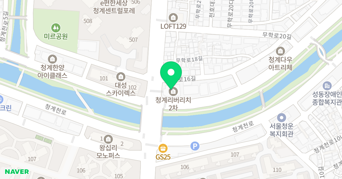 창보리버리치 위치 지도 - 서울특별시 서울특별시 동대문구 용두동 255-58