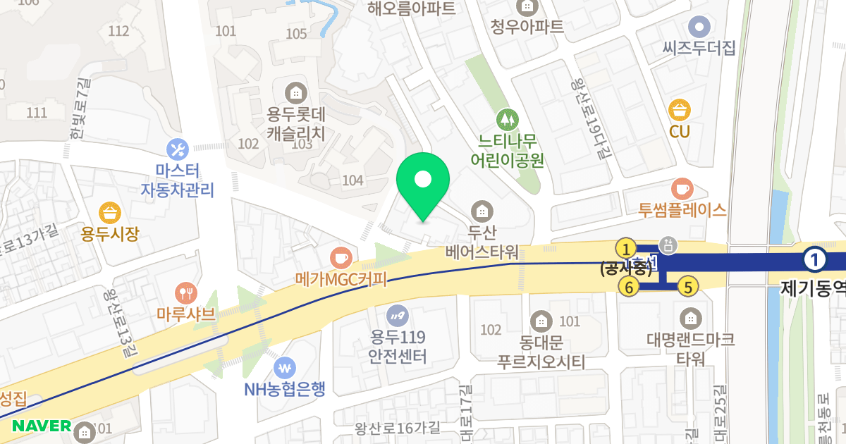 동대문베네스트2 위치 지도 - 서울특별시 서울특별시 동대문구 용두동 144-31