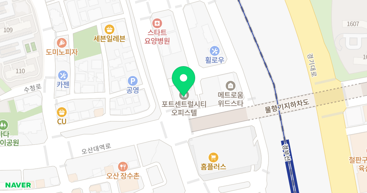 (608-8) 위치 지도 - 경기도 오산시 청학로 250