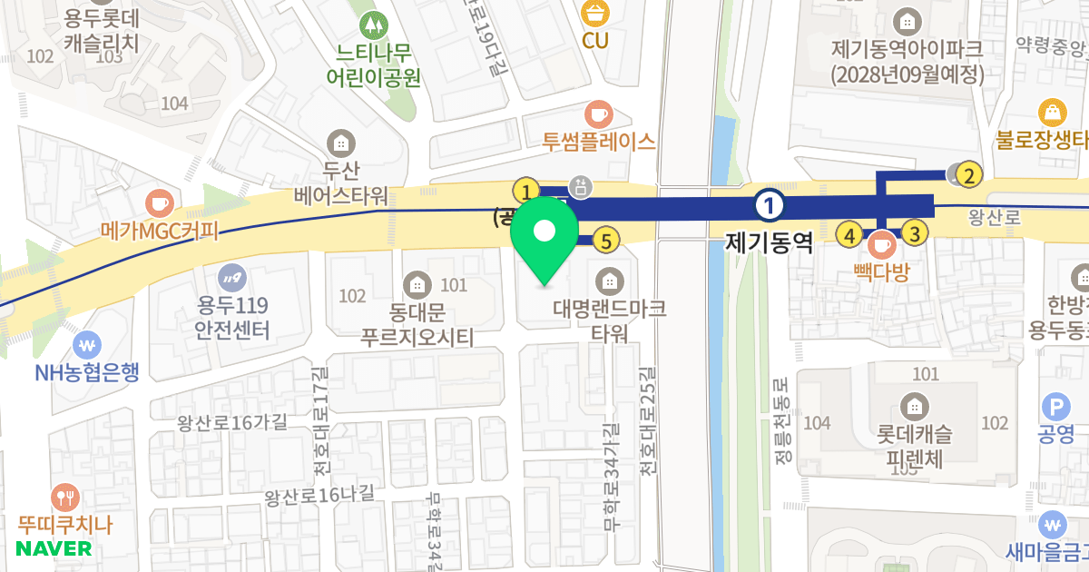 동대문 베네스트 위치 지도 - 서울특별시 서울특별시 동대문구 용두동 100-5