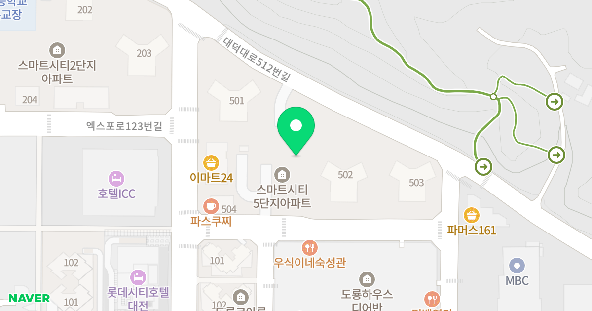 스마트시티 위치 지도 - 대전광역시 유성구 엑스포로123번길 46-15