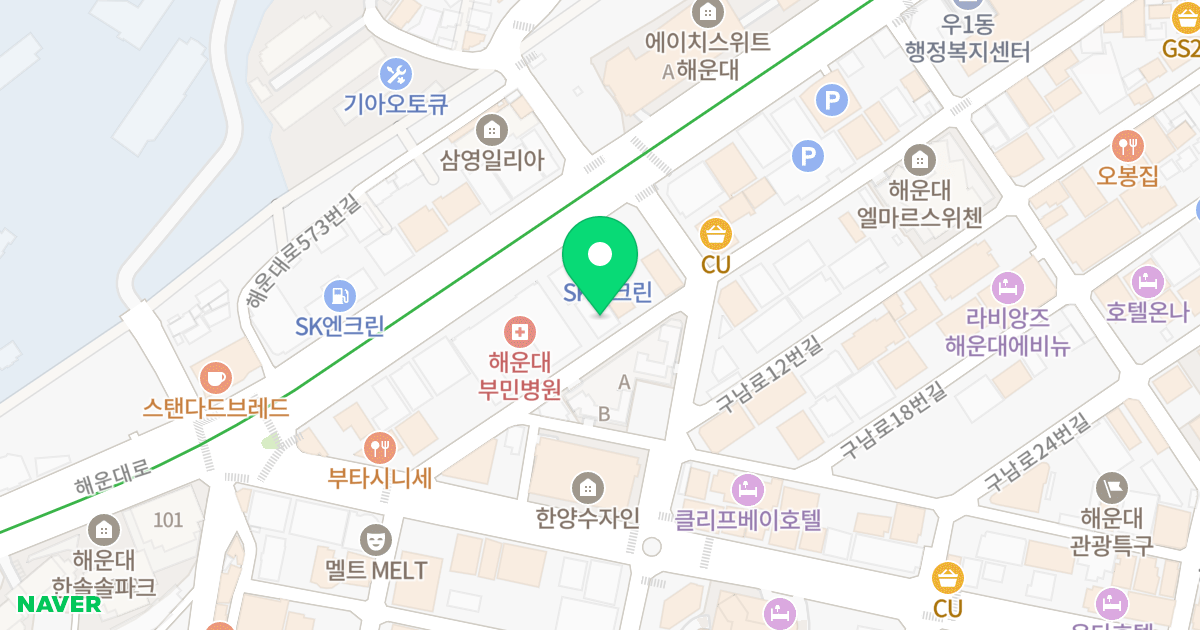 씨.엔.블루 오피스텔 위치 지도 - 부산광역시 해운대구 구남로8번길 66