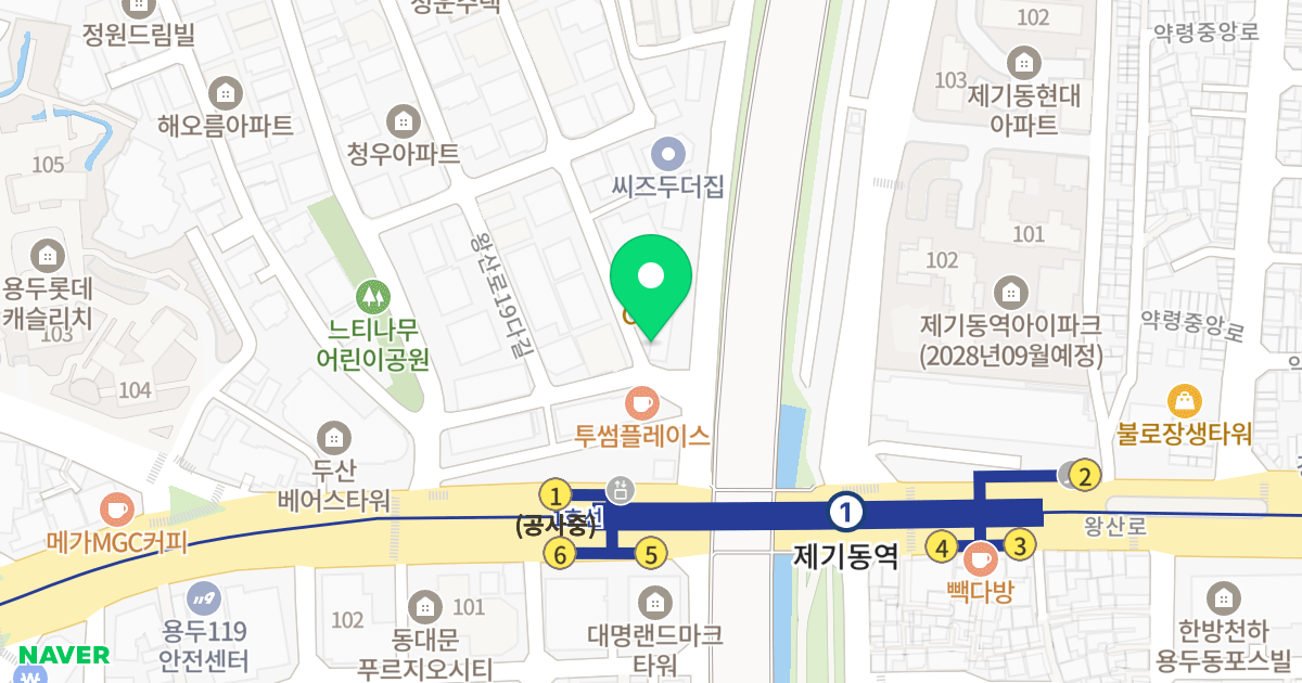 제기동오피스텔(유니텔) 위치 지도 - 서울특별시 서울특별시 동대문구 제기동 1158-48