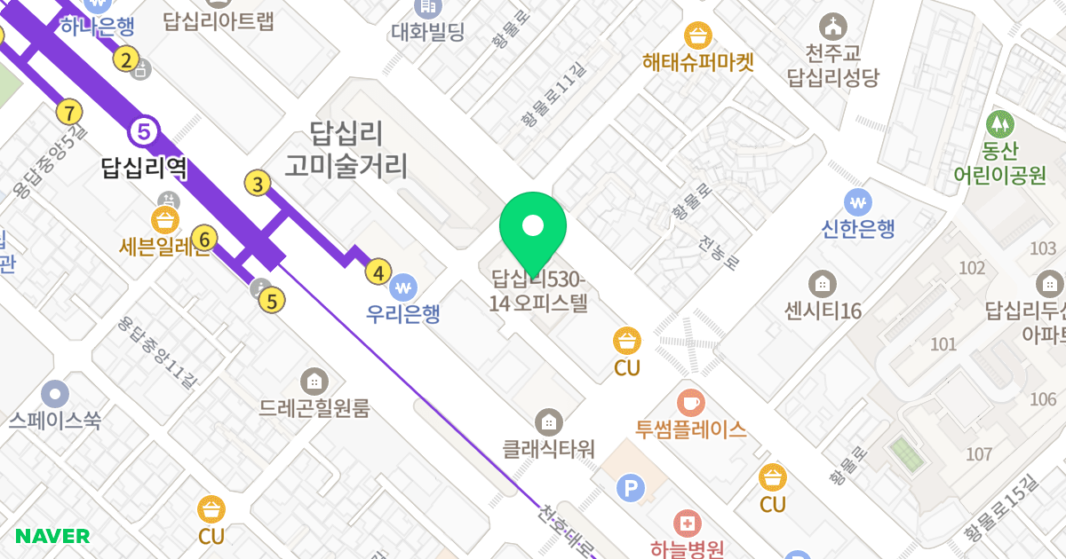 답십리 530-14 오피스텔 위치 지도 - 서울특별시 서울특별시 동대문구 답십리동 530-14