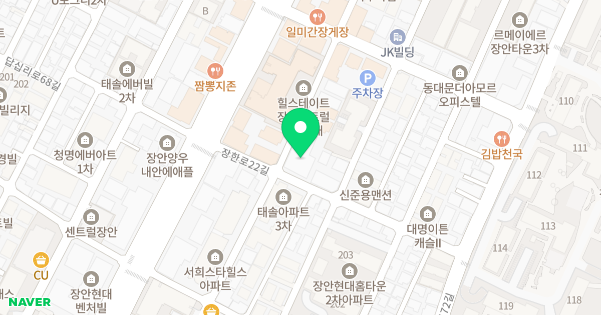 장안동 썬앤빌 시그니처 위치 지도 - 서울특별시 서울특별시 동대문구 장안동 345-7