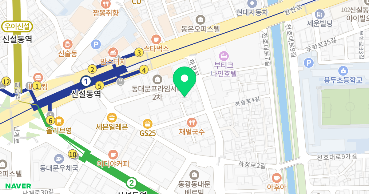 우리빌 위치 지도 - 서울특별시 서울특별시 동대문구 신설동 98-36