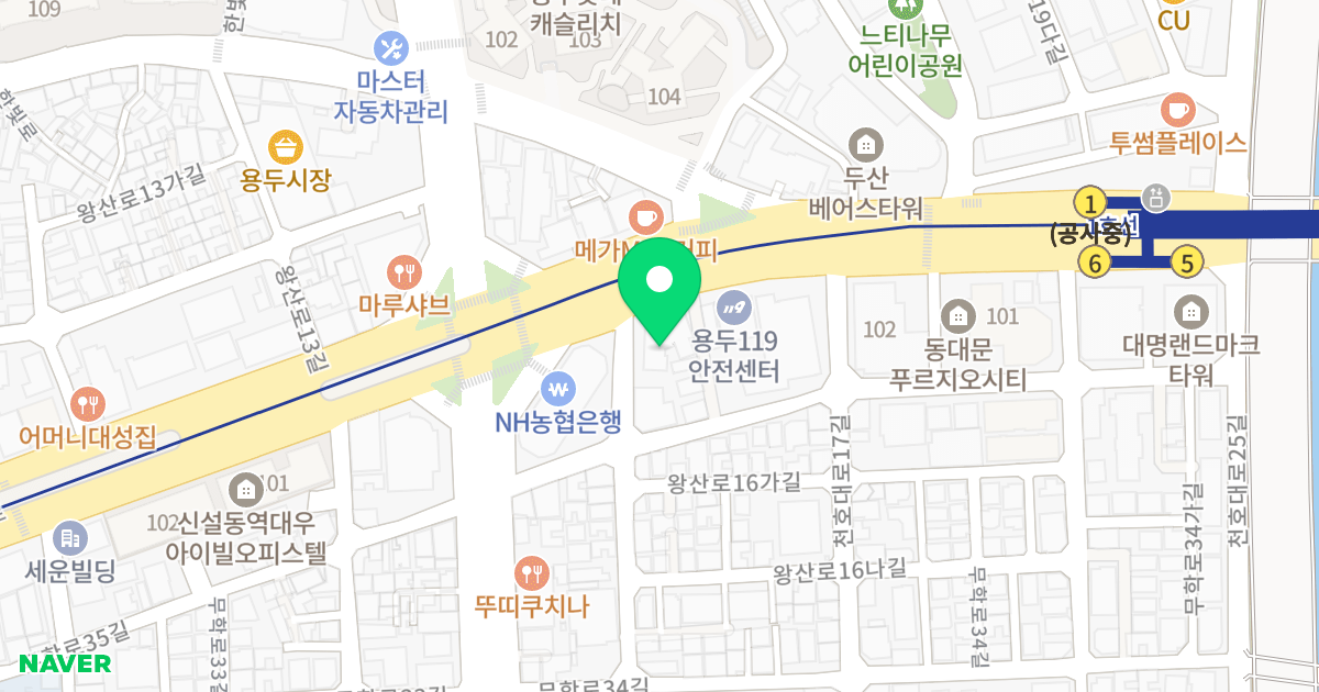 동대문한양아이클래스 위치 지도 - 서울특별시 서울특별시 동대문구 용두동 112-8