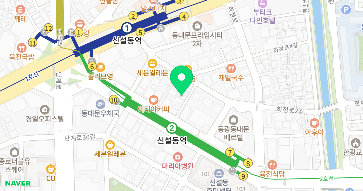 더 센트럴 위치 지도 - 서울특별시 서울특별시 동대문구 신설동 102-47