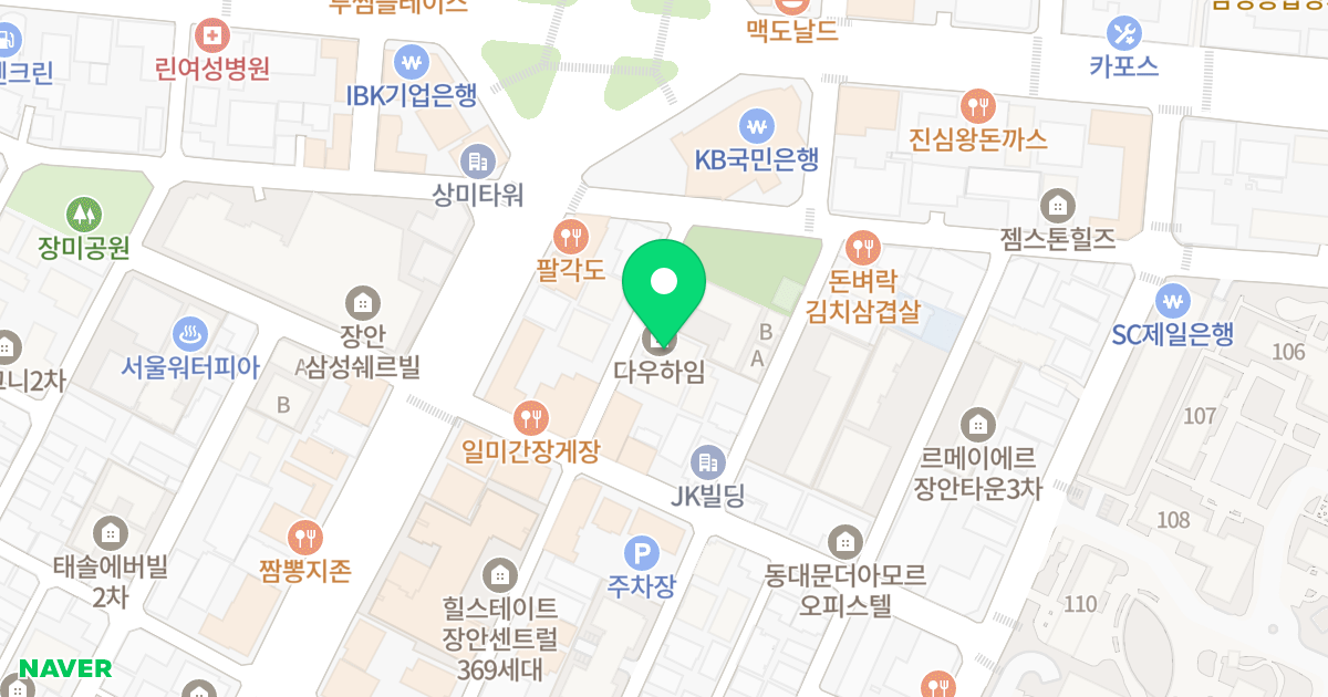 다우하임 위치 지도 - 서울특별시 서울특별시 동대문구 장안동 344-2