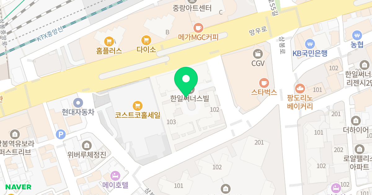 한일써너스빌 위치 지도 - 서울특별시 서울특별시 중랑구 상봉동 81-5