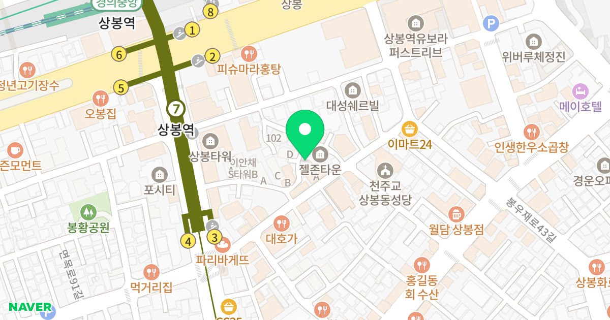 YMS TOWER A 위치 지도 - 서울특별시 서울특별시 중랑구 상봉동 102-30