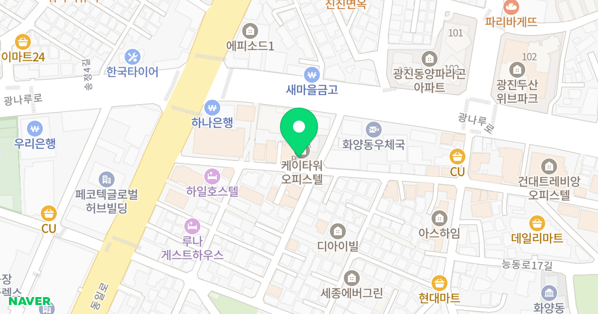 케이타워 오피스텔 B 위치 지도 - 서울특별시 광진구 동일로30길 23