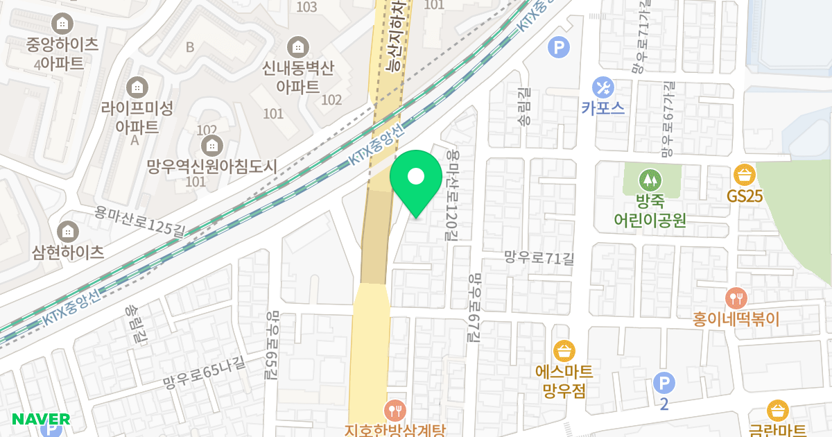하우지움 위치 지도 - 서울특별시 서울특별시 중랑구 망우동 354-36
