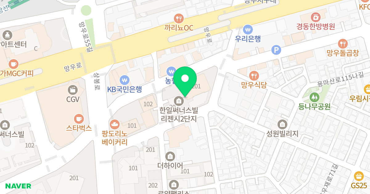 한일써너스빌리젠시 2단지 위치 지도 - 서울특별시 서울특별시 중랑구 망우동 495