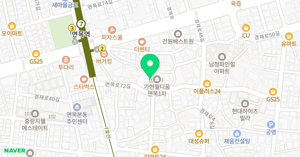 월디움 면목 102동 위치 지도 - 서울특별시 서울특별시 중랑구 면목동 1169-1