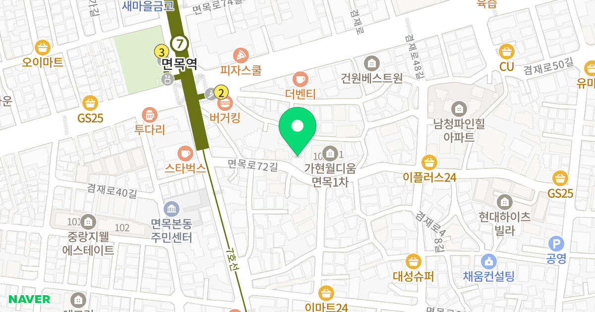 (1203) 위치 지도 - 서울특별시 서울특별시 중랑구 면목동 1203