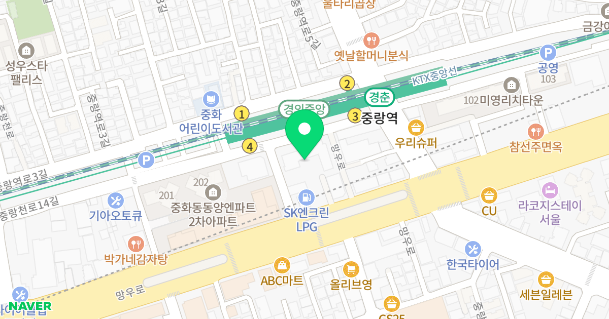 중화동 범양프레체 위치 지도 - 서울특별시 서울특별시 중랑구 중화동 208-4