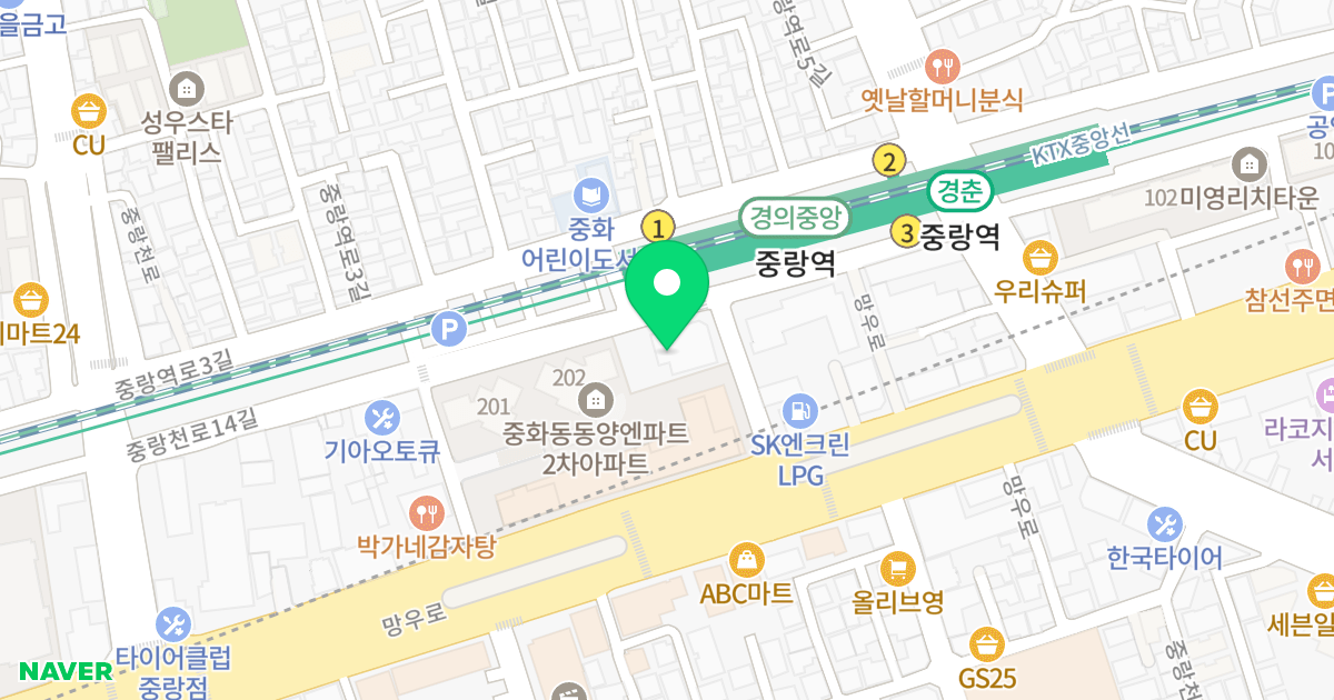 더샤이닝 위치 지도 - 서울특별시 서울특별시 중랑구 중화동 208-16
