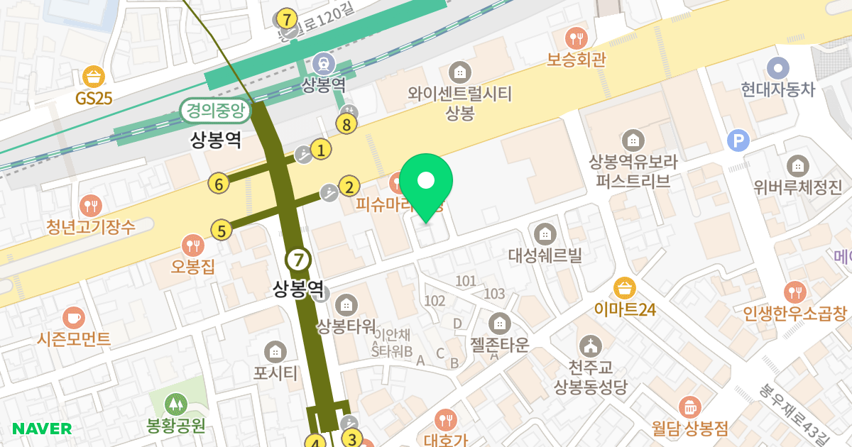 (101-34) 위치 지도 - 서울특별시 서울특별시 중랑구 상봉동 101-34