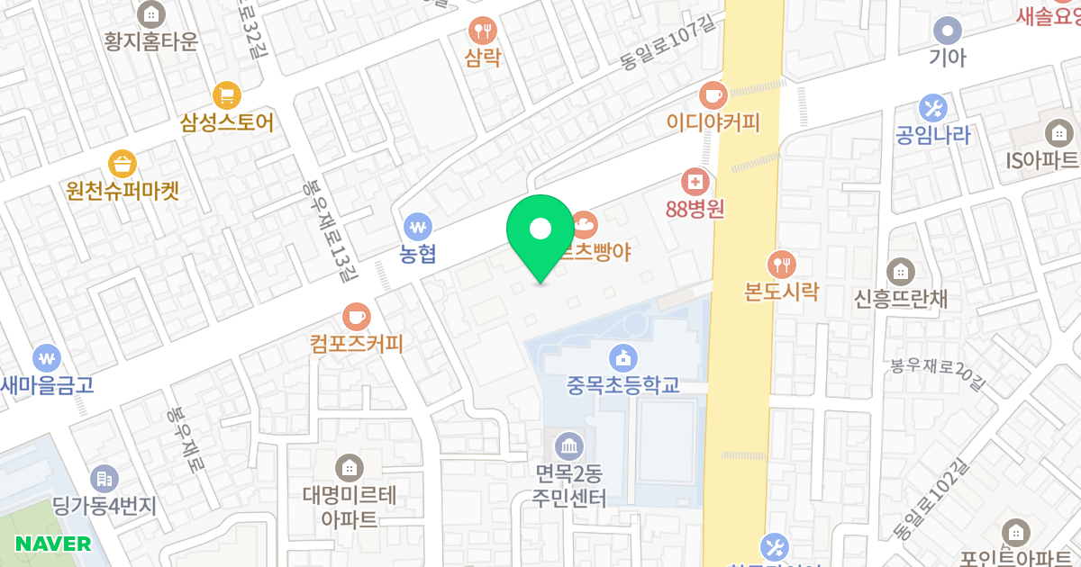 봄작시티 50 위치 지도 - 서울특별시 서울특별시 중랑구 면목동 1550