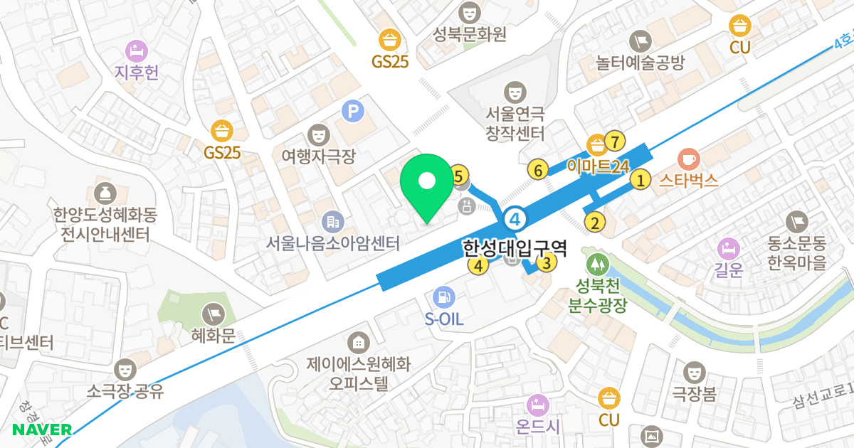 휴아름 스튜디오 위치 지도 - 서울특별시 서울특별시 성북구 성북동1가 35-22