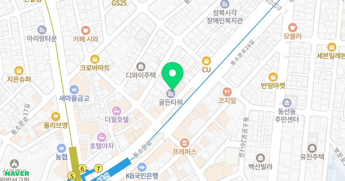 골든타워 위치 지도 - 서울특별시 서울특별시 성북구 동선동4가 111-1
