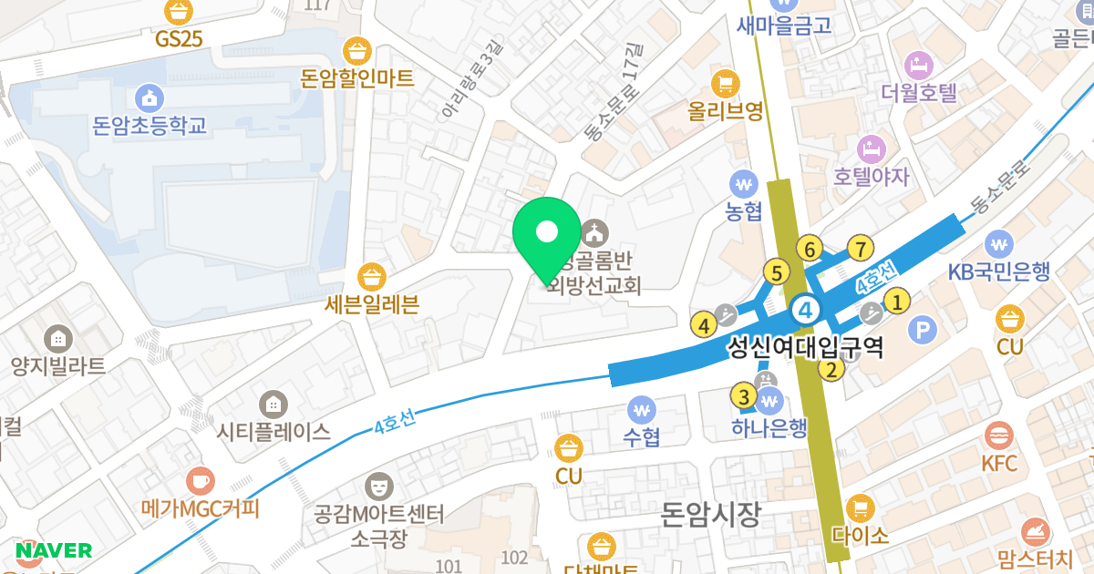 돈암동 메트로빌 위치 지도 - 서울특별시 서울특별시 성북구 동소문동6가 121