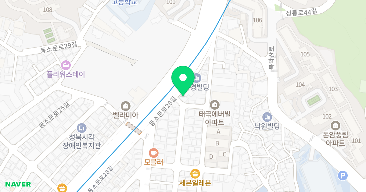 테라팰리스 위치 지도 - 서울특별시 서울특별시 성북구 동선동3가 41-1