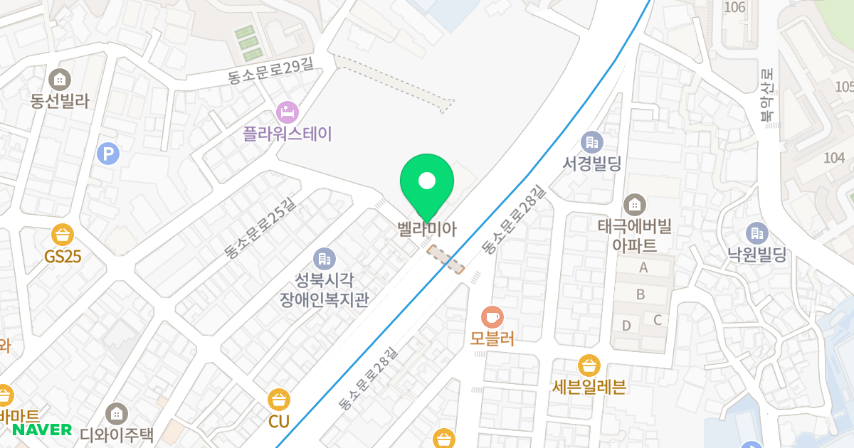 벨라미아 오피스텔 위치 지도 - 서울특별시 서울특별시 성북구 동선동4가 295-4