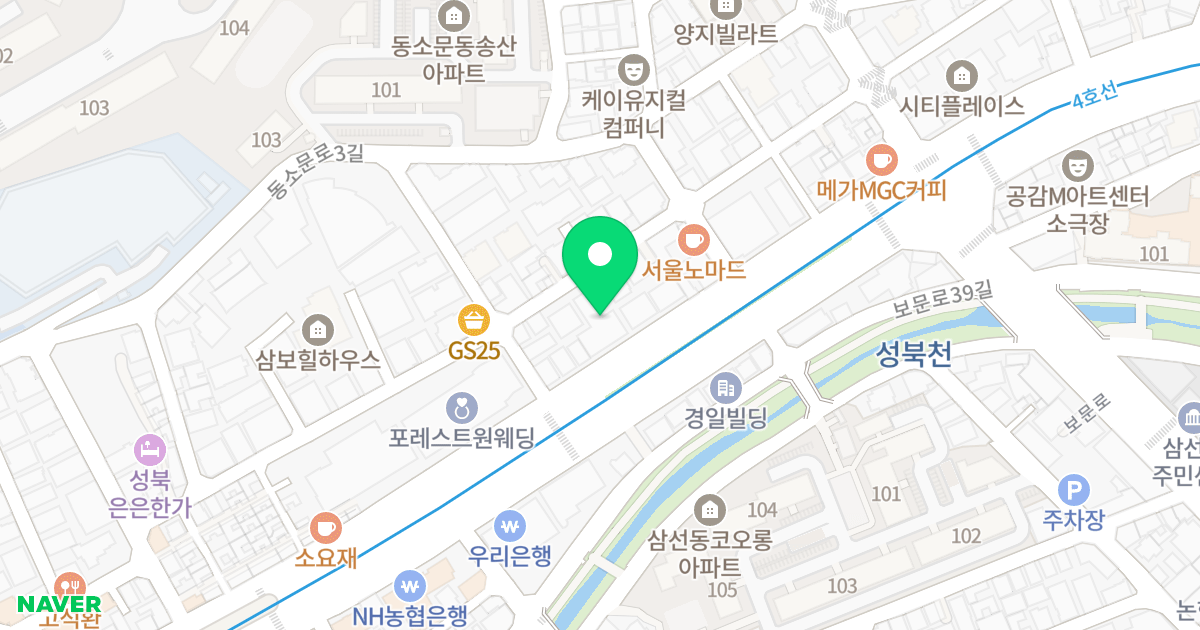 (118) 위치 지도 - 서울특별시 서울특별시 성북구 동소문동4가 118