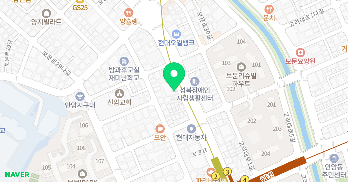 보문더루나 위치 지도 - 서울특별시 서울특별시 성북구 보문동2가 42