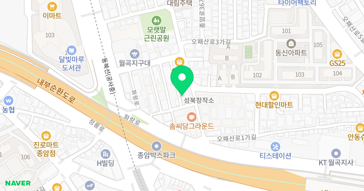 종암사거리 동우리즈힐스 위치 지도 - 서울특별시 서울특별시 성북구 하월곡동 90-279