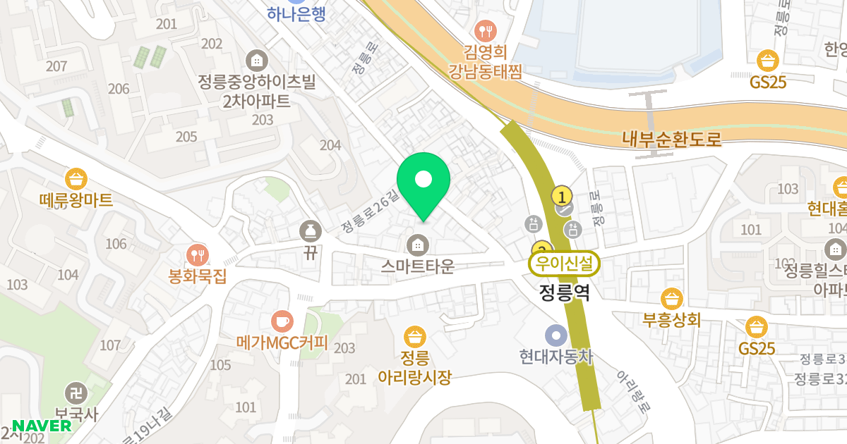 스마트타운 위치 지도 - 서울특별시 서울특별시 성북구 정릉동 141-4