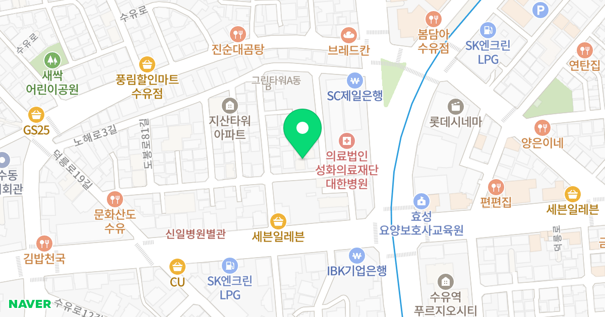 비젼캐슬 위치 지도 - 서울특별시 서울특별시 강북구 수유동 45-20