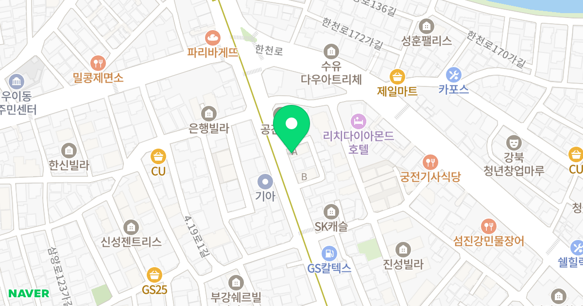 런던빌 A동 위치 지도 - 서울특별시 서울특별시 강북구 수유동 277-33