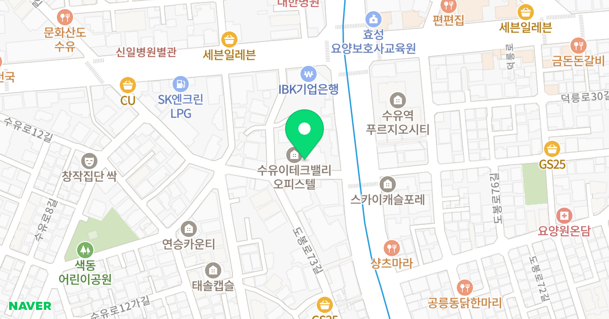 수유동이테크밸리오피스텔 위치 지도 - 서울특별시 서울특별시 강북구 수유동 95-7