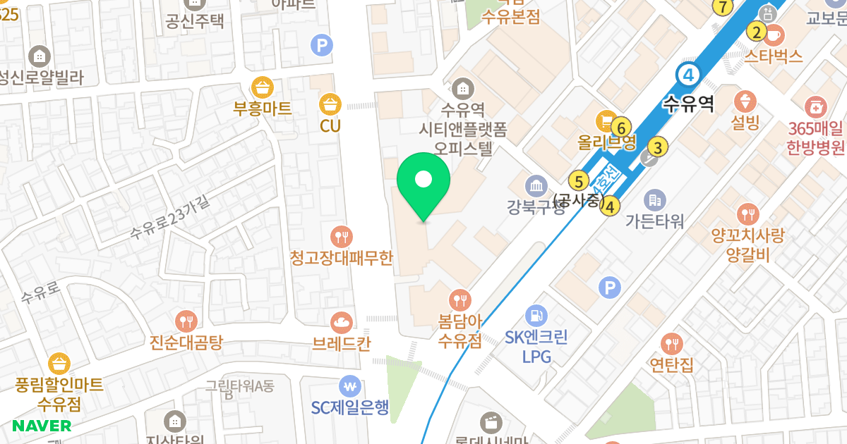 에피소드 수유 838 위치 지도 - 서울특별시 서울특별시 강북구 수유동 740