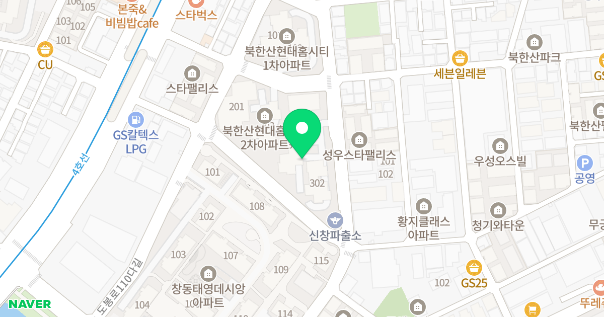 북한산현대홈시티 위치 지도 - 서울특별시 서울특별시 도봉구 창동 647-11