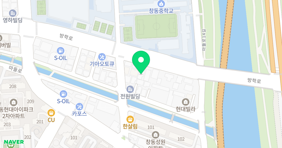 한림팰리스 위치 지도 - 서울특별시 서울특별시 도봉구 방학동 725-2