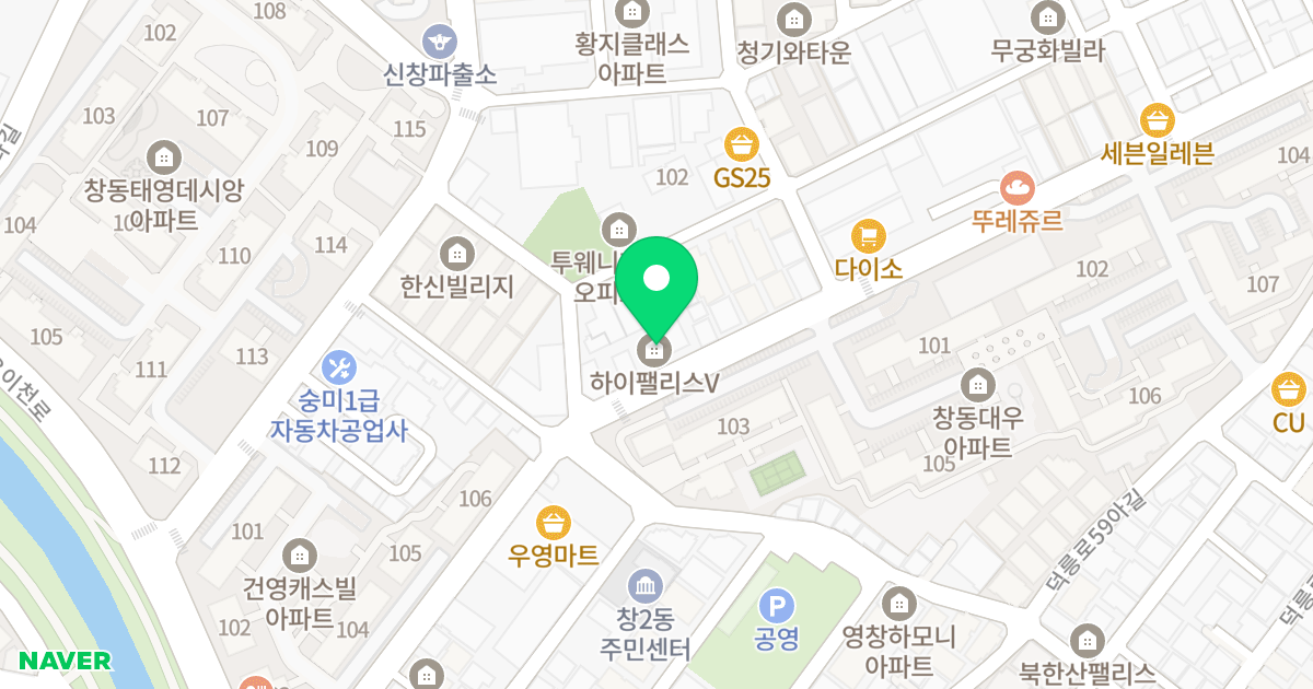 하이팰리스 위치 지도 - 서울특별시 서울특별시 도봉구 창동 630-16