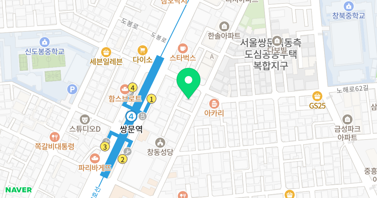 쌍문하이빌 위치 지도 - 서울특별시 서울특별시 도봉구 창동 659-21