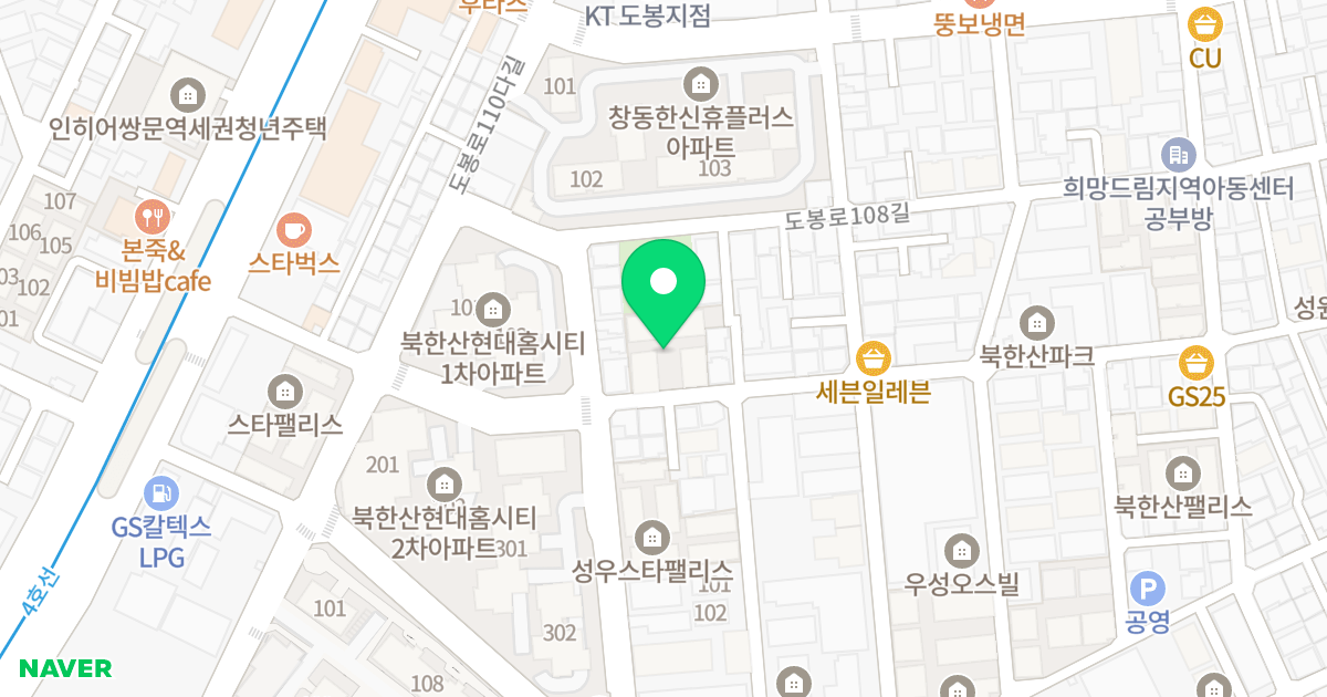 태솔유니크빌 위치 지도 - 서울특별시 서울특별시 도봉구 창동 624-15