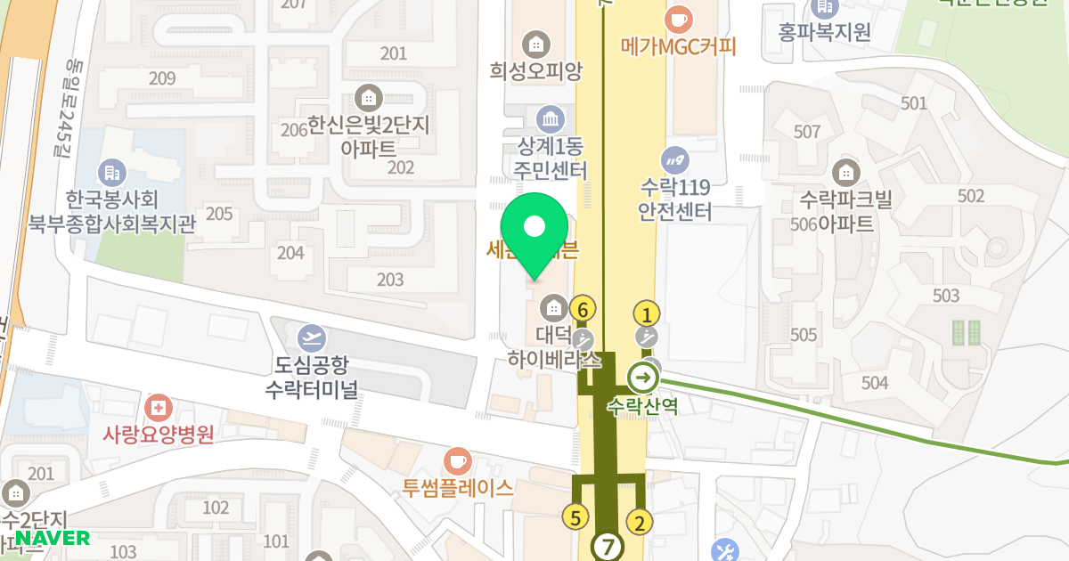 하이베라스 위치 지도 - 서울특별시 서울특별시 노원구 상계동 1262