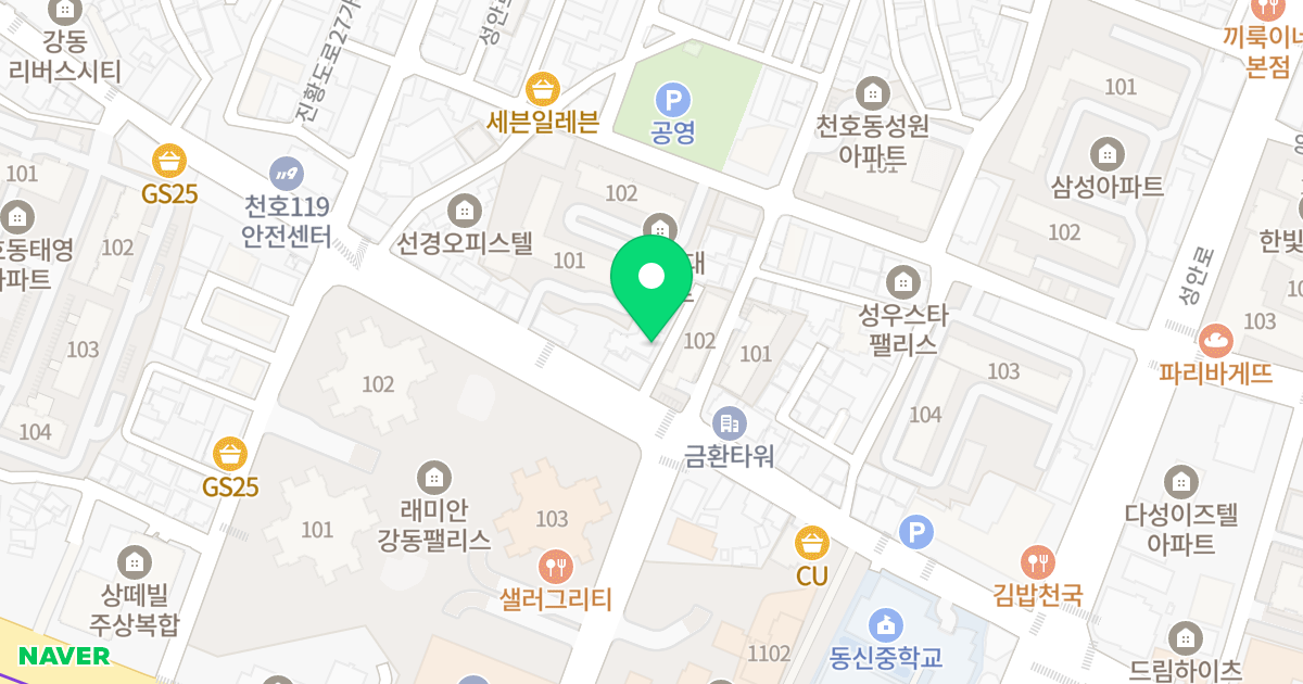 현일 디와이디 위치 지도 - 서울특별시 강동구 진황도로 53-3
