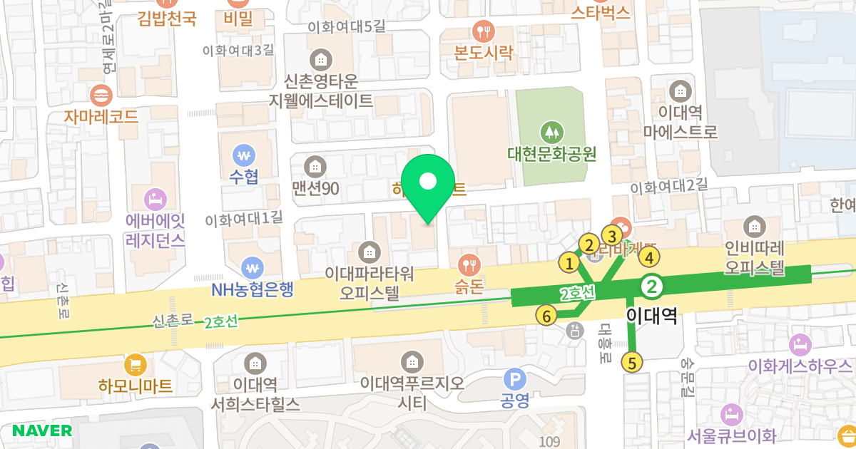 이대 포레스트 위치 지도 - 서울특별시 서울특별시 서대문구 대현동 90-60