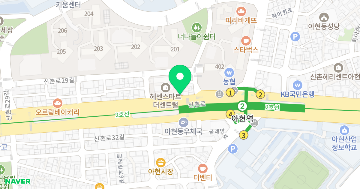 헤센 스마트 더 센트럴 위치 지도 - 서울특별시 서울특별시 서대문구 북아현동 154-6