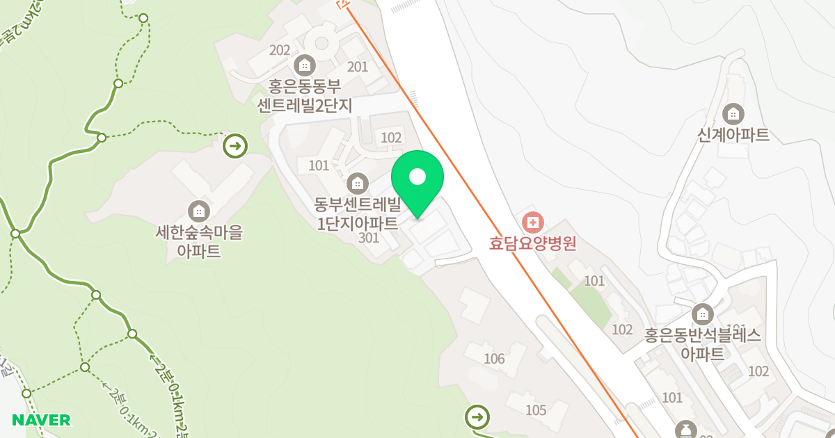 코지펠리스 위치 지도 - 서울특별시 서울특별시 서대문구 홍은동 165-2
